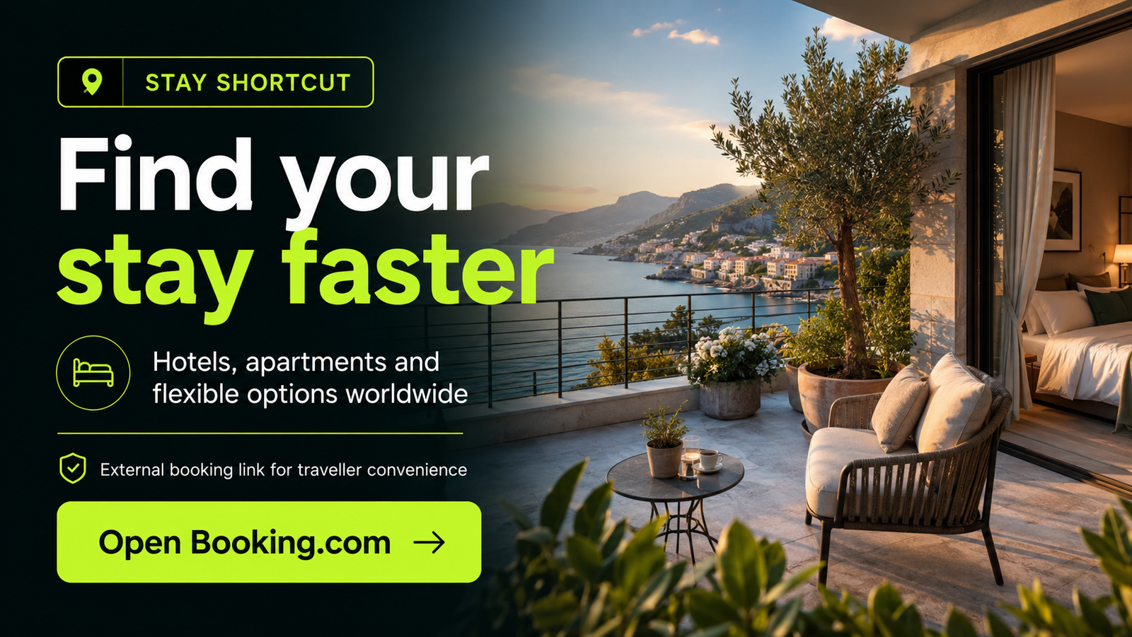 Find your stay faster — external Booking.com shortcut